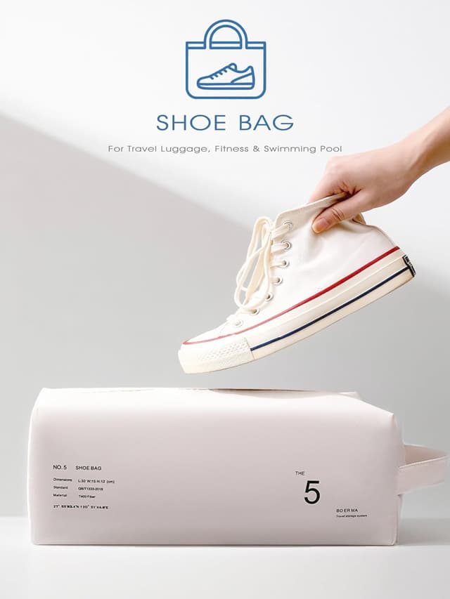 Detalle 2 de Lammcou wasserdichter Schuhbeutel-Set (2er) für Reise, Gym & Schwimmen, mit Reißverschluss, 32x15x12 cm