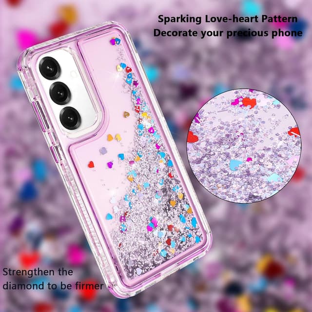 Detalle 2 de TikoVast Designed for Samsung Galaxy S25 Clear Case with Liquid Glitter (3-in-1 Military-Grade Protection)
