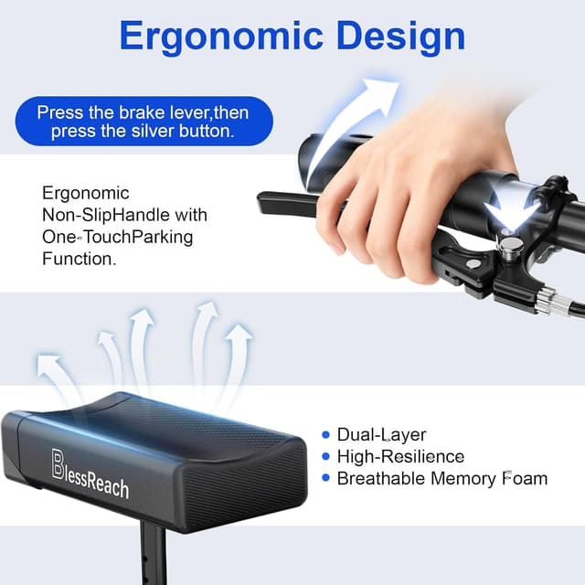 Thumbnail 5 de BlessReach 350 Lbs Foldable All Terrain Knee Scooter