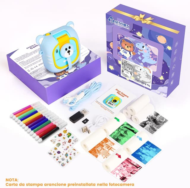 Thumbnail 6 de ARNSSIEN Macchina Fotografica Bambini istantanea con 32GB, obiettivo 180° e 7 rotoli di carta