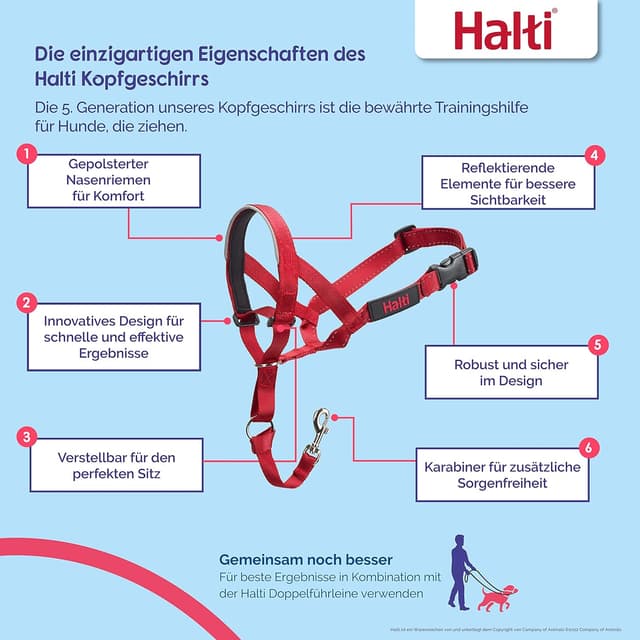 Detalle 2 de Halti Kopfkragen für Hunde, Rot, Größe 3