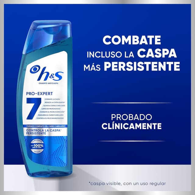 Detalle 2 de H&S Pro-Expert 7 Champú Anticaspa 300ml - Control Total 🚫