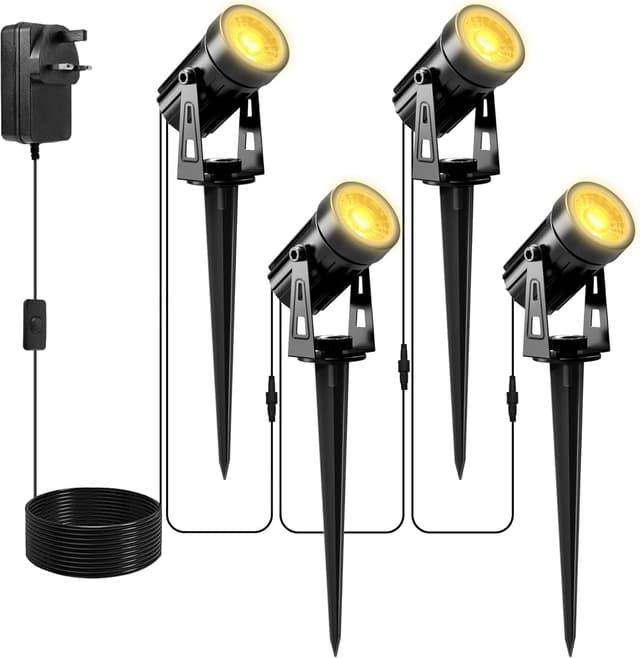 Detalle de NATPOW Garden Lights mains powered 5V spotlights for lawn 🌳
