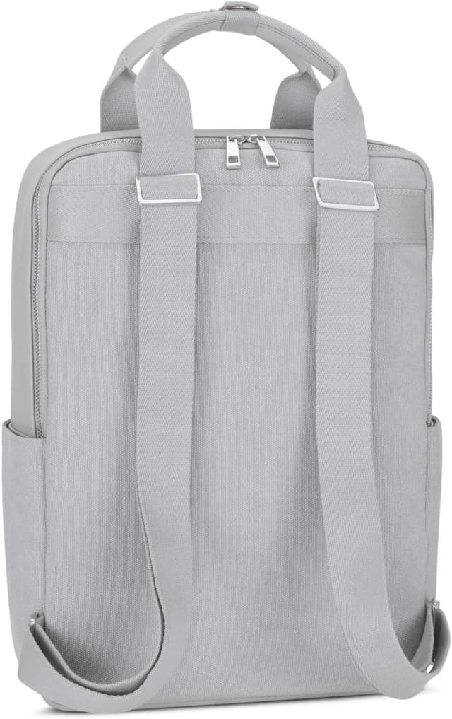 Detalle 2 de Zaino da giorno Expatrié Mila in cotone e vegan leather con tasca PC fino a 15 pollici, 12 litri