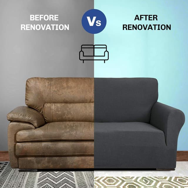 Thumbnail 6 de MAXIJIN Creative Jacquard housse de canapé 3 places super extensible antidérapante, gris foncé