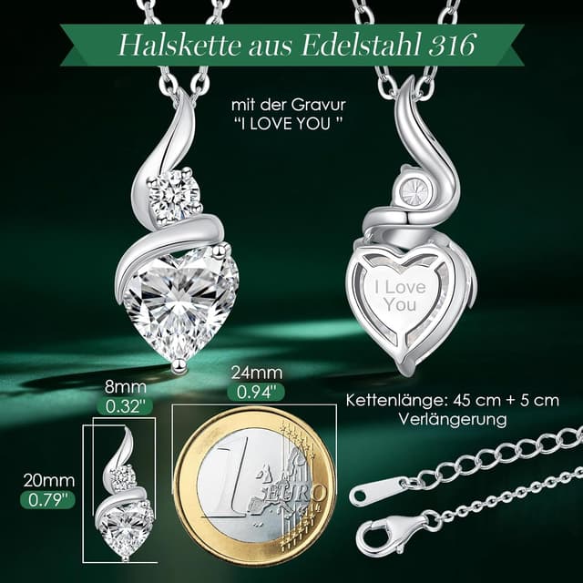 Detalle de LOUISA SECRET Infinity-Herz Kette für Damen mit Geburtsstein – 925 Sterling Silber