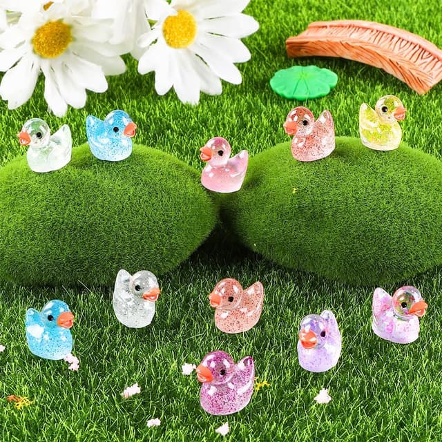 Detalle de DULEFUN 100pcs Mini Glitter Ducks resin figurines 🐥