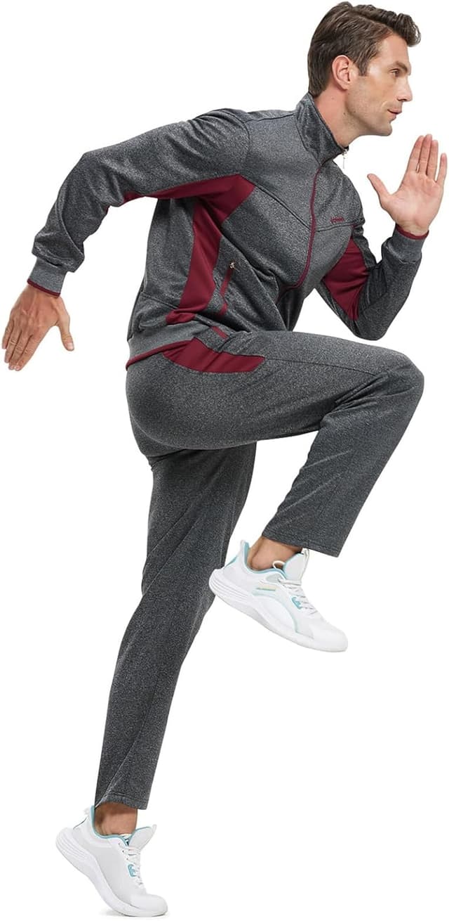 Detalle de Rdruko Herren Jogginganzug-Set (Trainingsjacke + Jogginghose) für Fußball, Gym & Freizeit