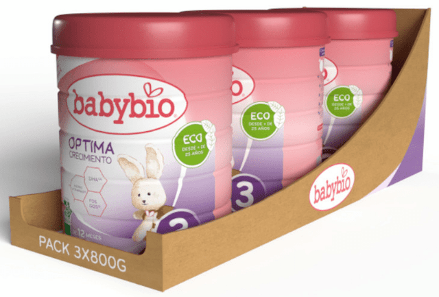 Detalle de Babybio Optima 3 - Leche de Vaca Crecimiento 3x800g 🐄