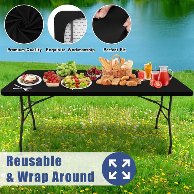 Thumbnail 4 de Moosfor Spandex 6ft Rectangle Table Cloth 2 Pack