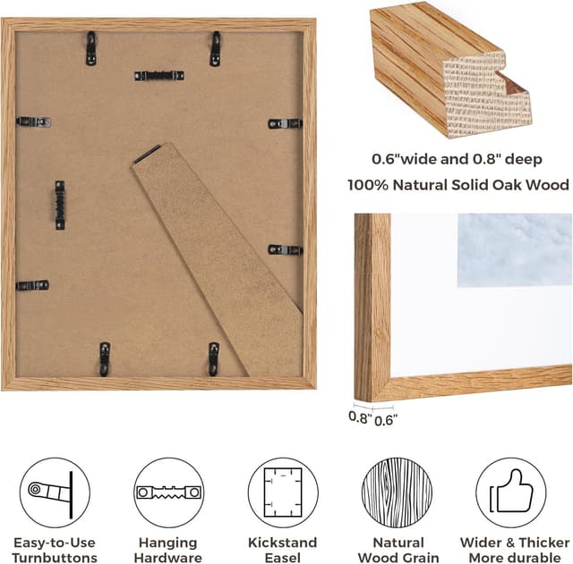 Detalle de 12x10 Oak Photo Frame Set of 3 with Real Tempered Glass (fits 12x10 or 8x10 with mat)