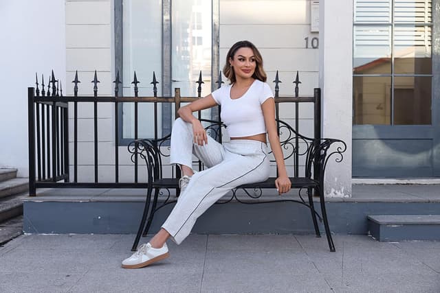 Detalle de Jahetuul Pantalon jogging femme en coton avec poches et taille élastique (S à XXL) pour running, fitness et détente