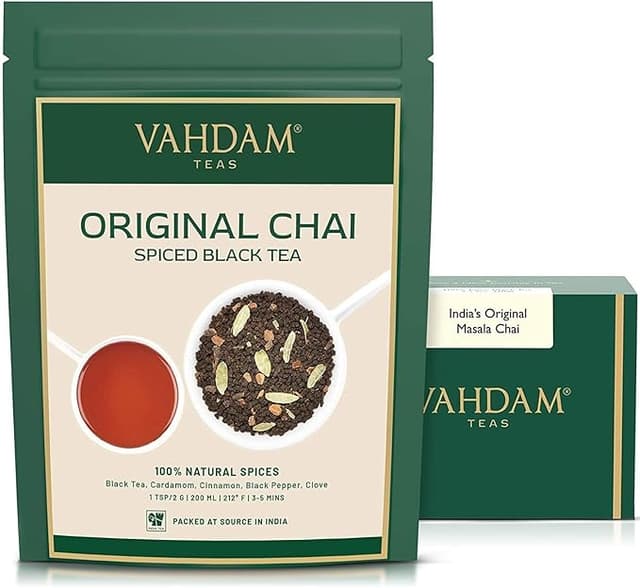 Detalle de VAHDAM Masala Chai Té Negro Suelto India ☕ 50 Tazas
