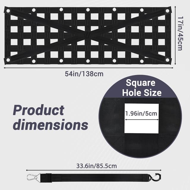 Detalle de Heavy Duty Heckklappe Netz für LKW-Bett – Cargo Net mit 4 verstellbaren Riemen und Karabinerhaken