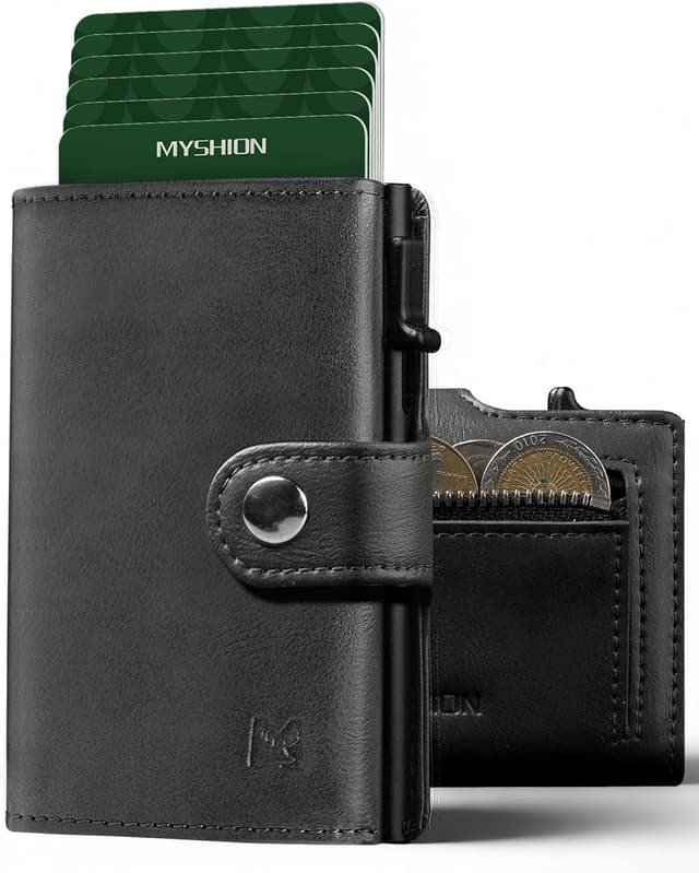 Detalle de MYSHION Mens RFID Wallet with Coin Pocket