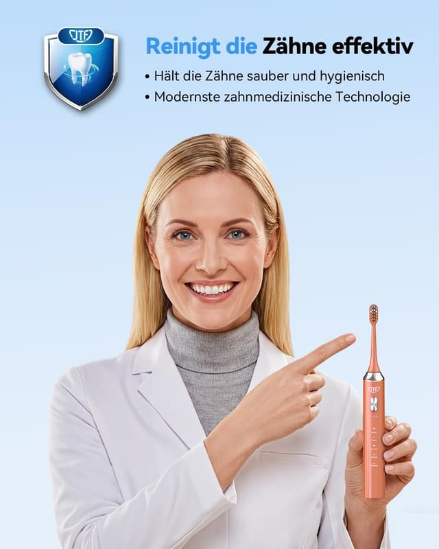 Detalle de JTF Brosse à dents électrique sonique avec station UV et séchage, 5 modes, 6 têtes de rechange