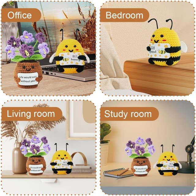 Detalle 2 de Vicloon Fleurs Positives – mini plante au crochet avec carte d’encouragement