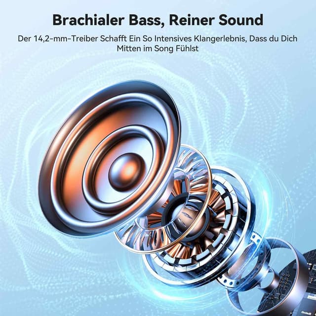 Detalle 2 de TECKNET Open-Ear Bluetooth-Kopfhörer mit Bluetooth 6.0, Bass Boost, IPX5 und bis zu 38 Stunden Laufzeit