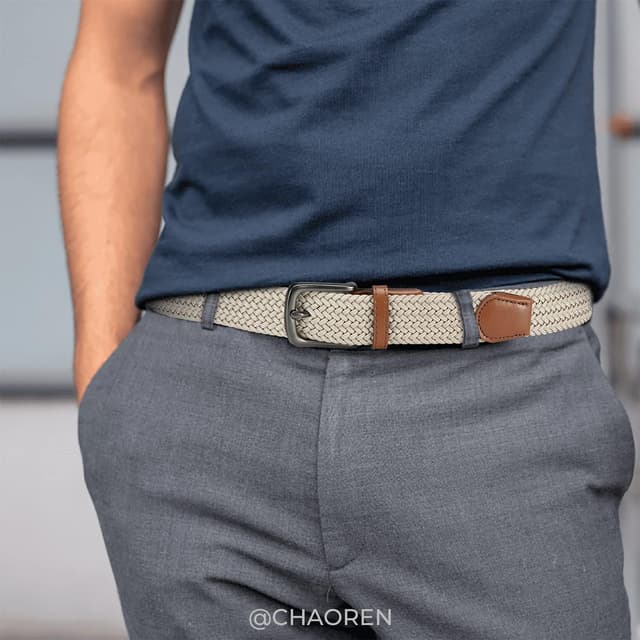 Detalle 2 de CHAOREN elastischer Herren-Gürtel (35 mm) mit Stretch-Flex für Golfhose, Shorts & Jeans