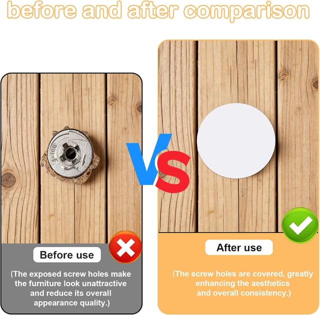 Detalle 2 de 290 Pezzi Coprivite Bianco autoadesivi per mobili: tappi rotondi 12/15/21 mm