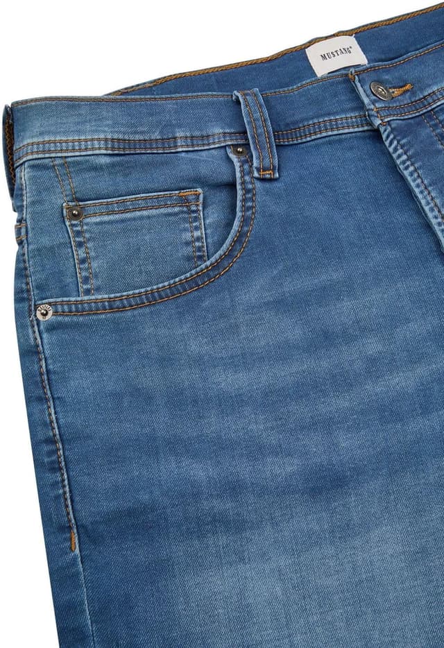 Detalle de MUSTANG Jeans-Shorts Herren mit Stretch im Regular Fit (Chicago) – Sommer-Denim in Blau/Grau/Schwarz/Beige/Grün