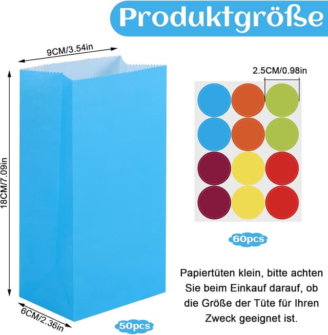 Detalle 2 de Papiertüten 50 Stück 18 x 9 x 5,5 cm