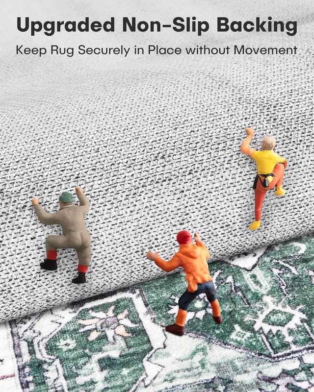 Detalle 2 de XSIVOD 120 x 180 cm Washable Non-Slip Vintage Floral Area Rug for Bedroom, Living Room & Entryway