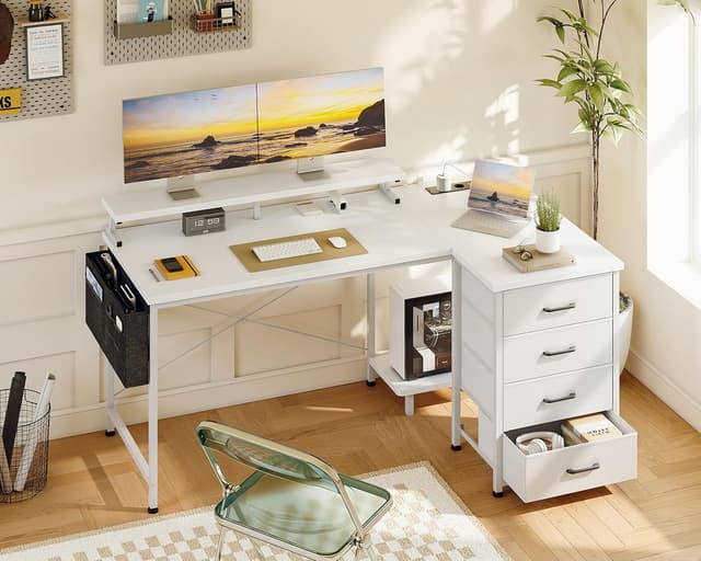 Thumbnail 1 de ODK Scrivania Angolare 140x80cm con 4 Cassetti