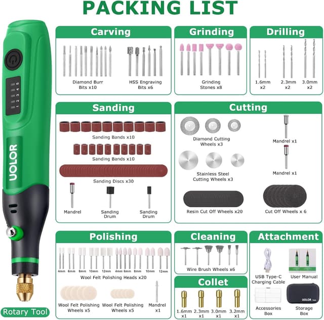 Thumbnail 6 de Uolor Mini Cordless Rotary Tool 20,000 RPM