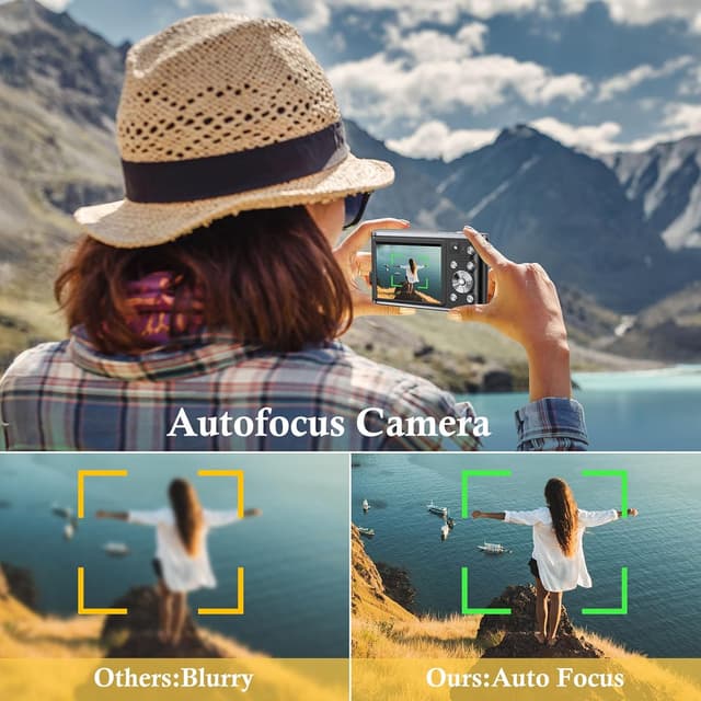 Detalle 2 de ToAuite 4K UHD 48MP Dual-Lens Digital Camera with Dual Lens Autofocus, 16X Zoom and 32GB Card