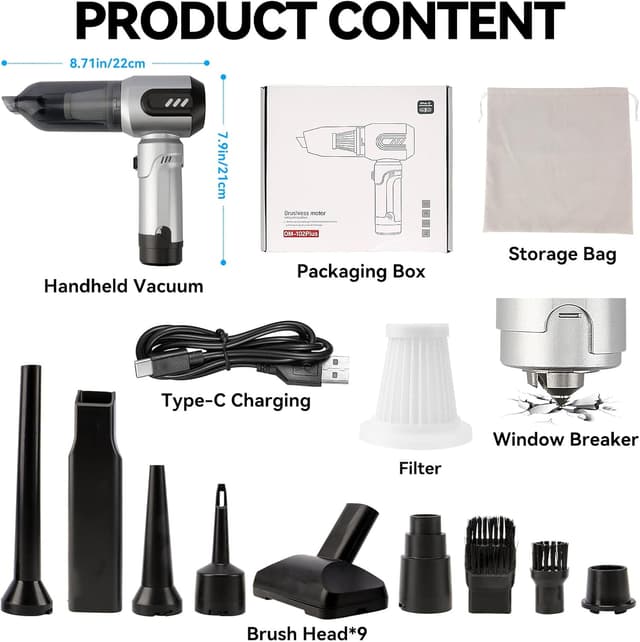 Detalle de LUKVCIY handheld vacuum 16000Pa for cars