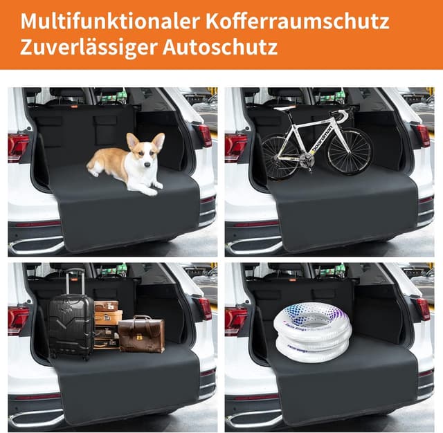 Detalle de Kofferraumschutz Hund mit Seitenschutz & Stoßstangenschutz – universelle Schutzmatte fürs Auto (185 × 105 cm), wasserdicht & pflegeleicht