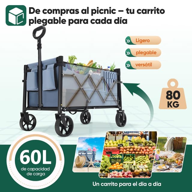 Detalle 2 de Sekey Carro Plegable 60L Azul 80kg