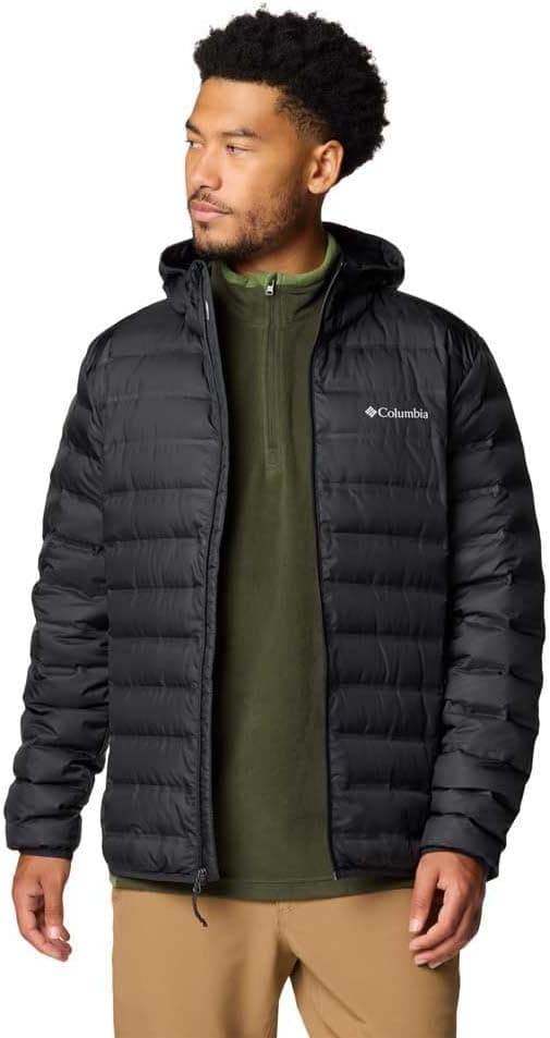 Detalle de Columbia Herren Lake 22 Down Hooded Jacket (Daunenjacke mit Kapuze) – Schwarz, Größe L