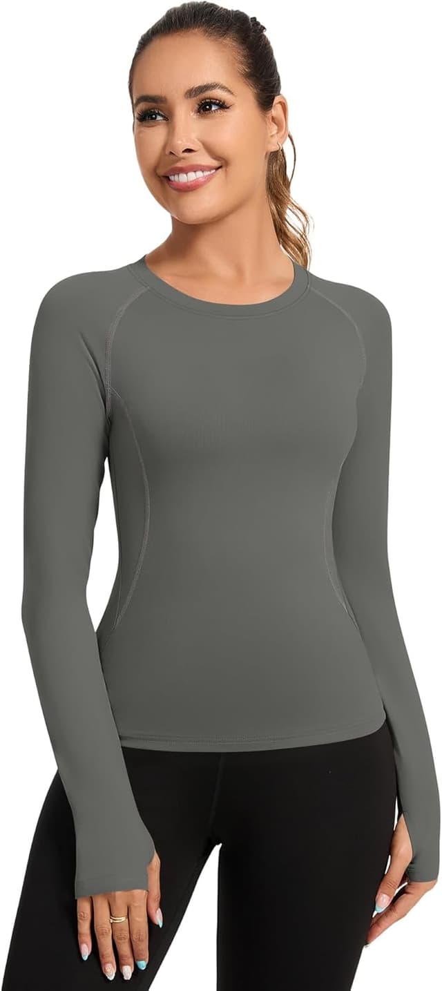 Detalle de Rapbin Women’s Gym Tops Workout T-Shirt (Quick-Dry, Breathable, Thumbholes) – Short Sleeve Athletic Top