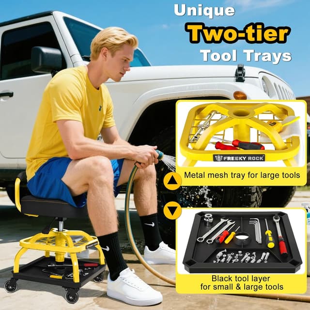 Detalle de FREEKYROCK Rolling Shop Stool 330 LBS