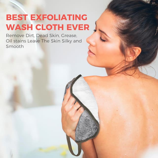 Detalle de ZOMCHI 3PCS serviettes/démaquillantes exfoliantes double face pour visage et corps (fumé)