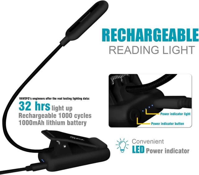 Detalle de VAVOFO Rechargeable Reading Light 7 LEDs