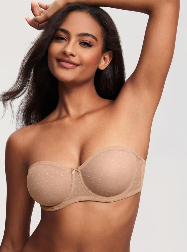 Detalle de DOBREVA Femme Transparent Soutien-gorge sans bretelles bandeau grande taille avec armature à maille