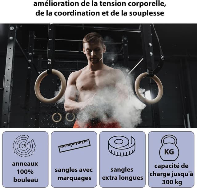 Detalle 2 de ALPIDEX Anneaux de gymnastique 28 mm