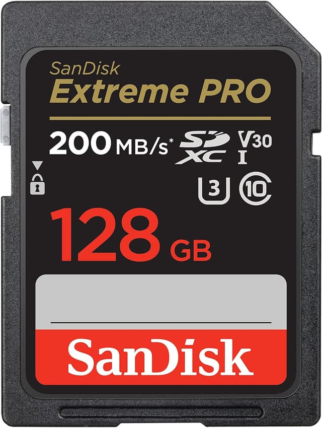 Detalle de SanDisk Extreme PRO 128GB SDXC UHS-I U3 V30 4K UHD 📸