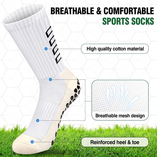 Detalle 2 de ENONEO Calze da calcio antiscivolo al calcio, cotone traspirante e grip per uomo 37-45