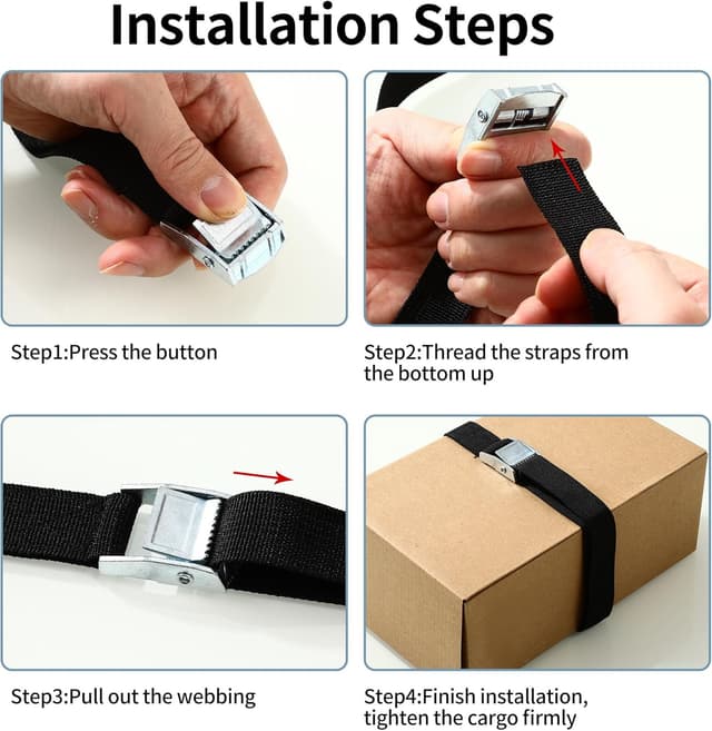 Detalle 2 de 10er-Set Spanngurte (Zurrgurte) 25 mm x 1 m mit Klemmschloss – nach DIN EN 12195-2