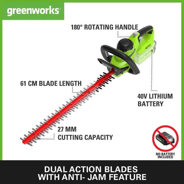Detalle 2 de Greenworks G40HT61 61cm hedge trimmer — 3000 spm