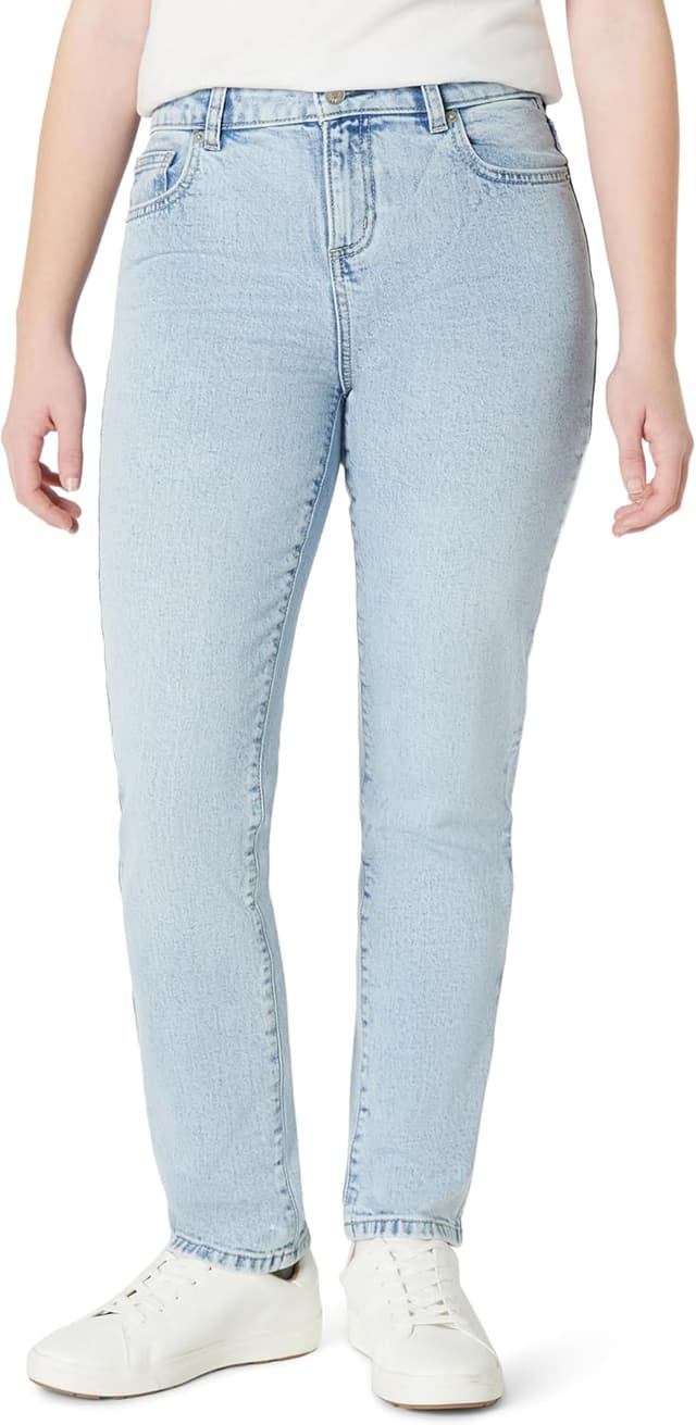 Detalle de Mädchen Jeans mit mittlerer Dehnbarkeit und geradem Bein (Straight Fit) – Amazon Essentials