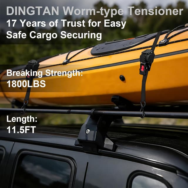 Thumbnail 6 de Retractable Ratchet Straps (2-Pack) 1 in x 11.5 ft, 1,800 lb break strength—Orange tie-downs for trucks and motorcycles