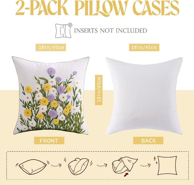 Thumbnail 3 de Tosleo Kissenbezug 45x45 Orange Blumen