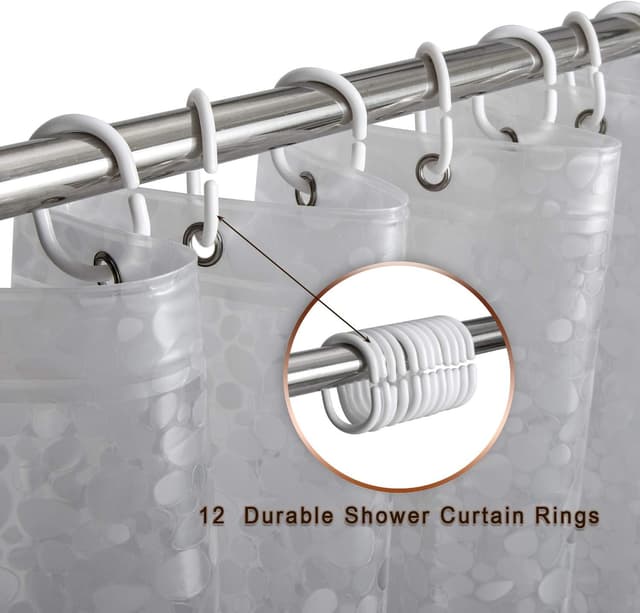 Detalle 2 de Bostofy Waterproof Shower Curtain Liner (8G EVA), Thick Liner with 3 Bottom Magnets, 72 x 72 and 12 Hooks