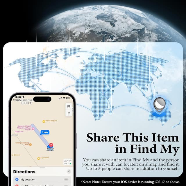 Detalle de QCOQ® Air Tags Lot de 4 Noir 2026 : traceur Bluetooth anti-perte pour clés et bagages compatible Localiser (iOS)