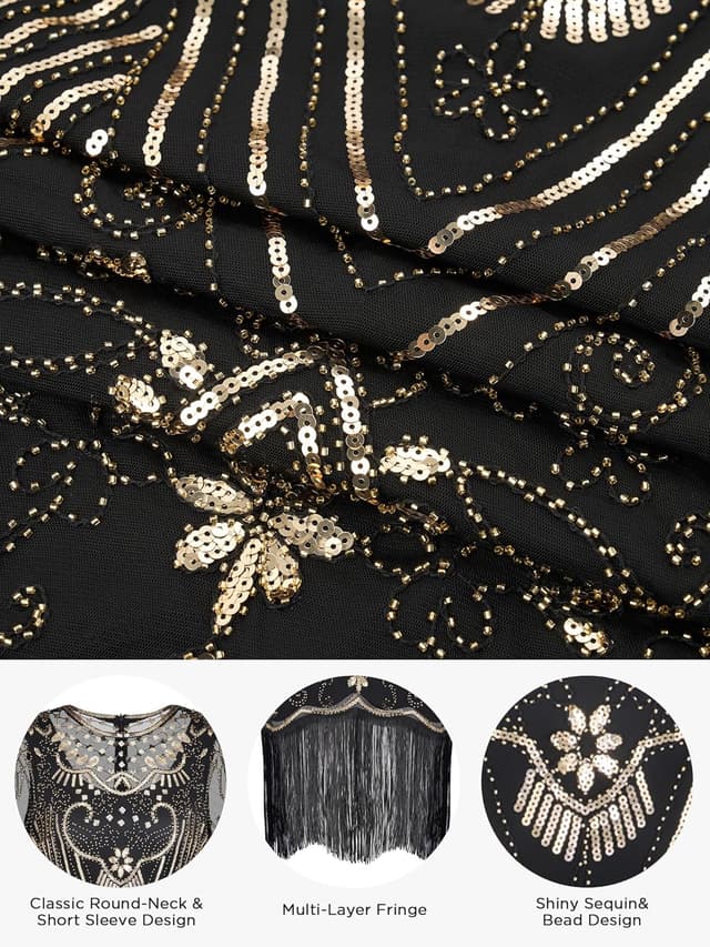Detalle 1 de SWEETV Gatsby Kleid Damen 20er-Jahre